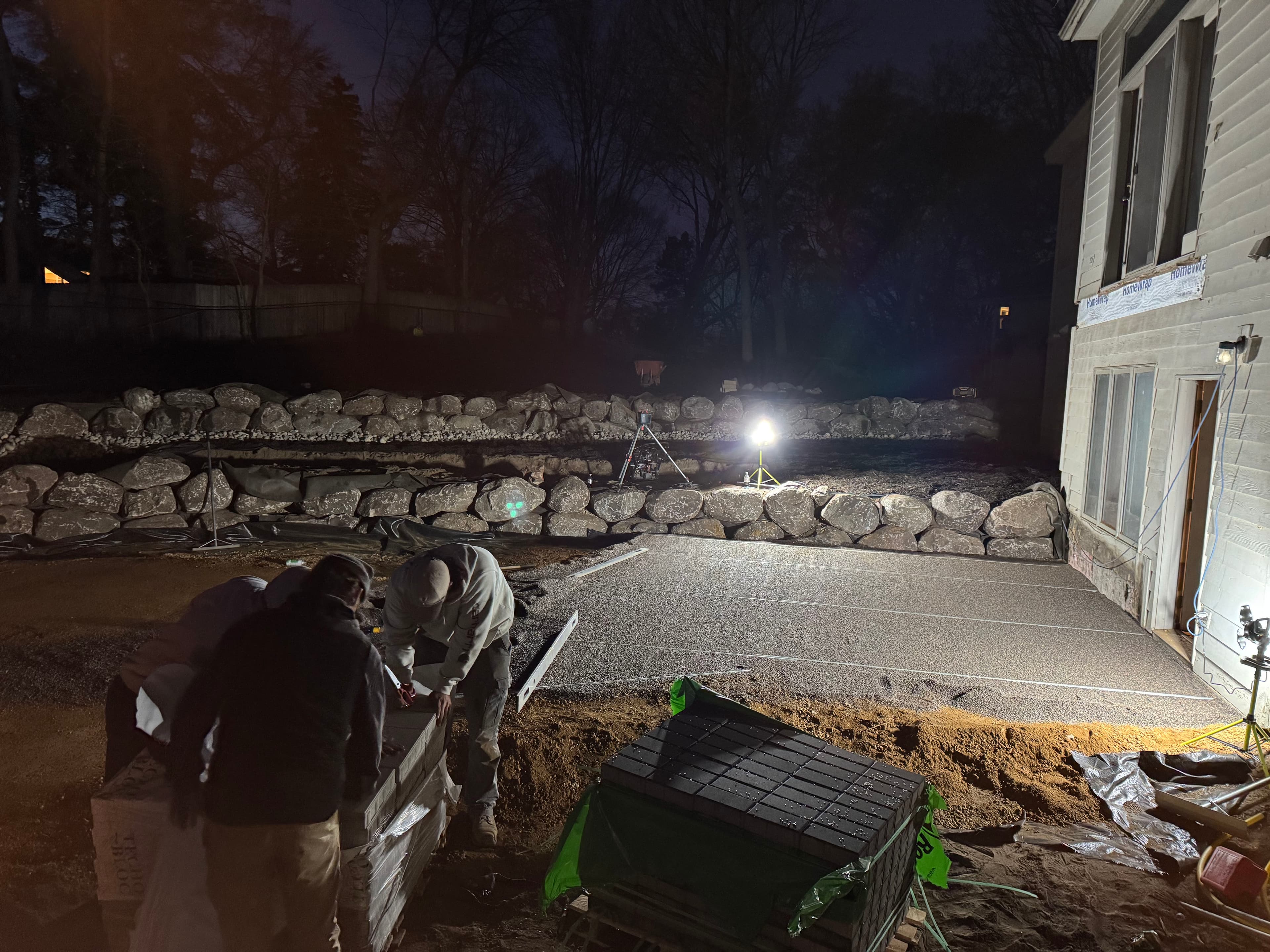 Yard Renovation with Boulder Walls & Paver Patios in Minnetonka